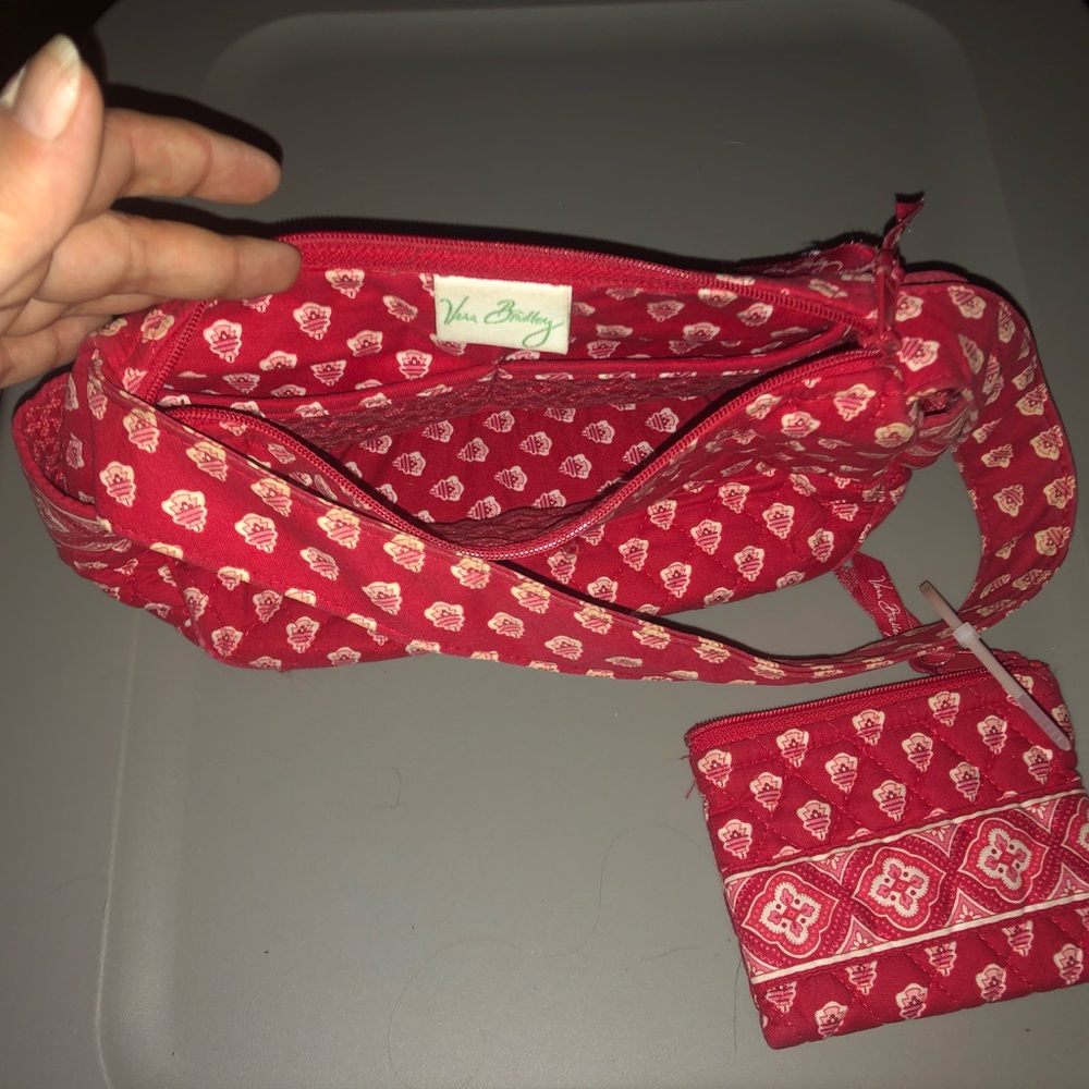 Small red Vera Bradley satchel with coin purse